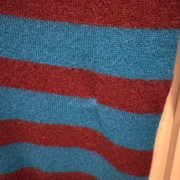 C&C California 2-Ply 100% Cashmere Knit Brown/Blue V-Neck Tunic Sweater Small - Picture 7 of 13